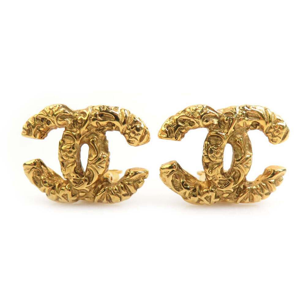CHANEL Gold Logo Earrings
